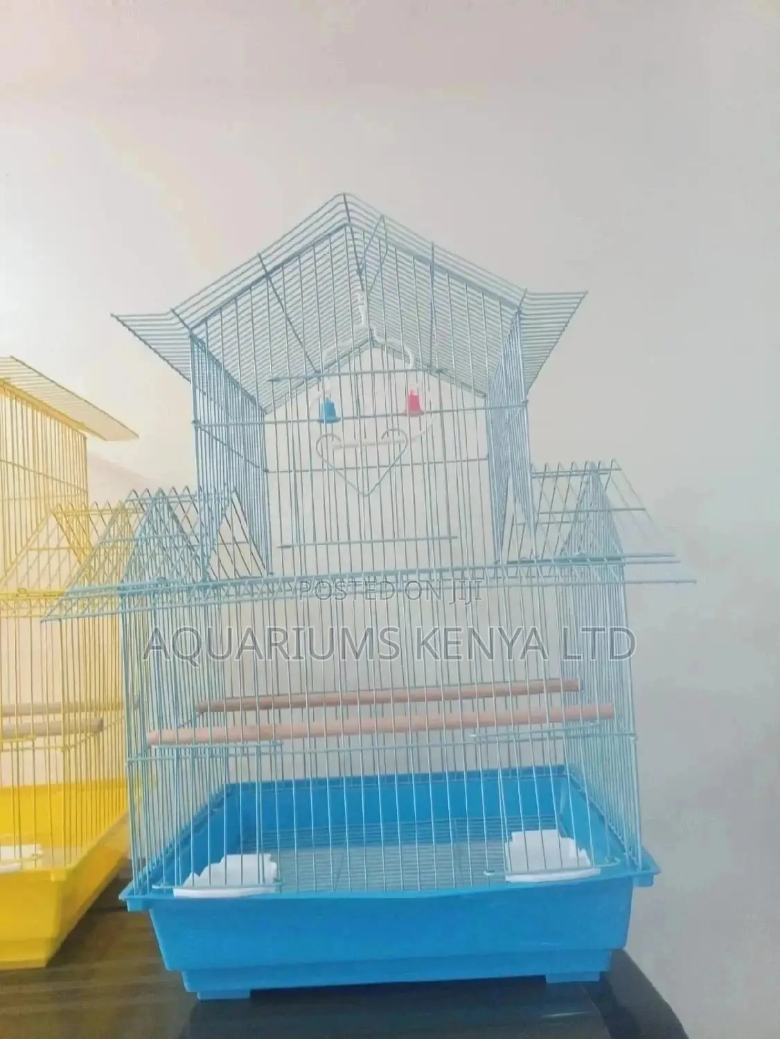 Blue Bird Cage With White Tray