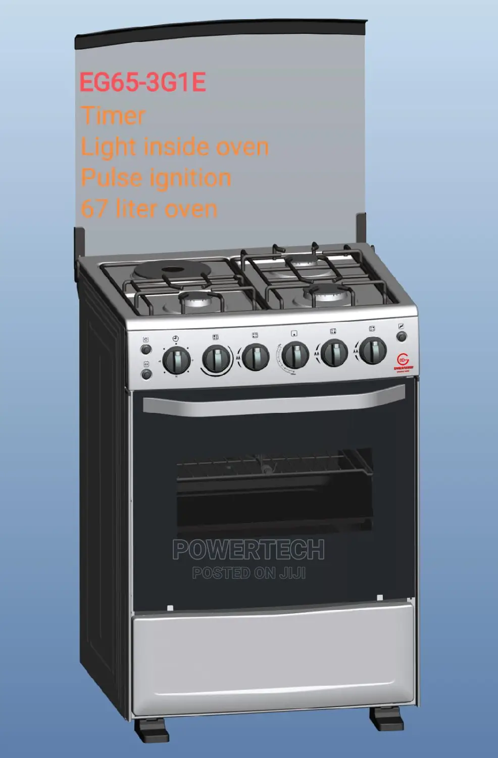3gas+1elect+Gas Ovn+Timmer+Pulse Ignition-Standing Cooker