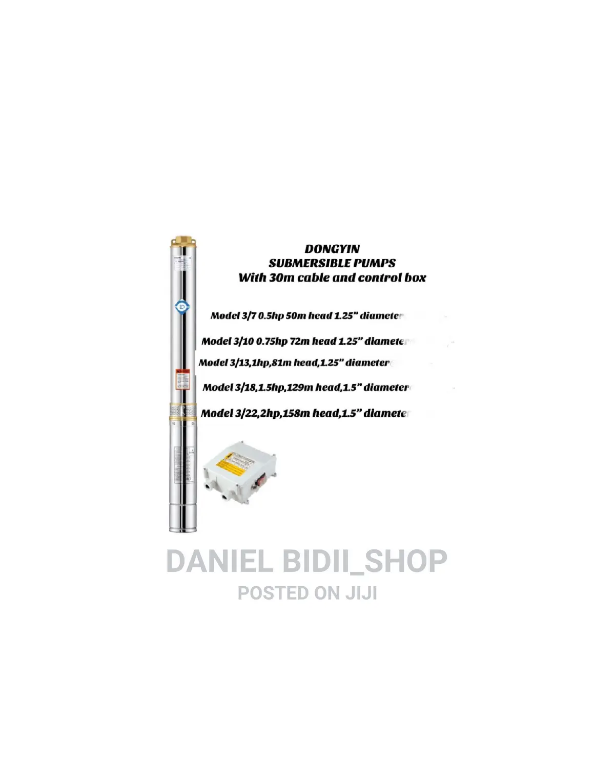 Dongyin Submersible Pump 0.5hp 50m +Control Box