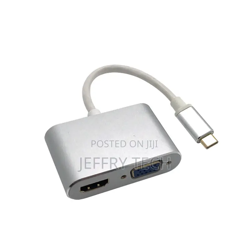 USB-C to HD-MI USB C Male Connector to VGA Converter 2 in 1