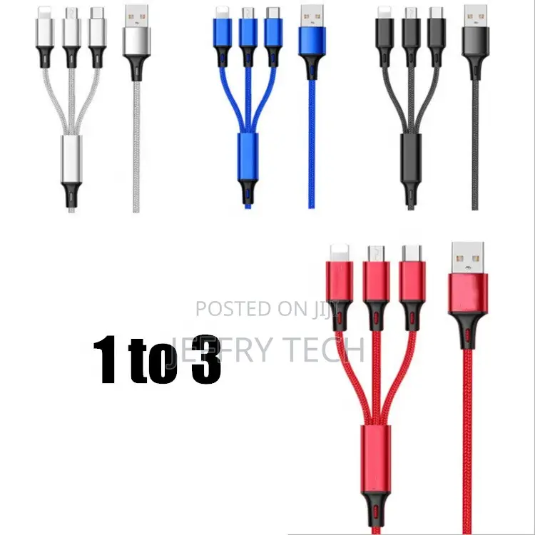 3 in 1 USB Cable for iPhone Charger Fast Charging Micro USB