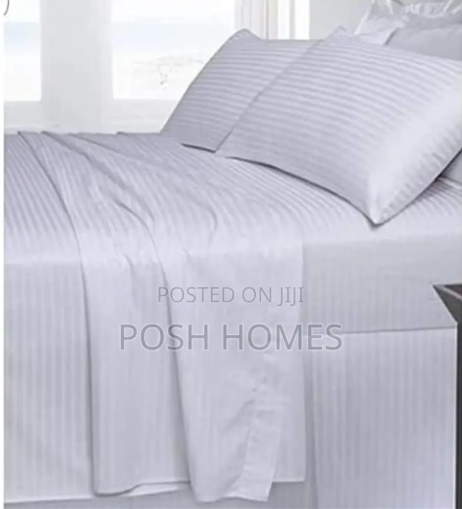 White Stripped Cotton Bed Sheets