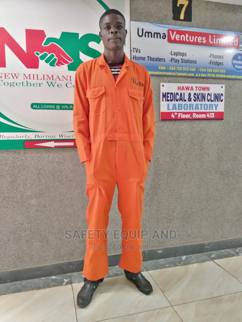 Orange Plain Overalls