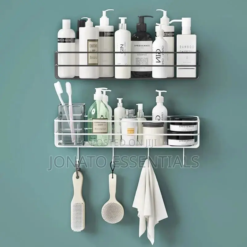 Wall Mounted Bathroom or Kitchen Organizer With Hooks