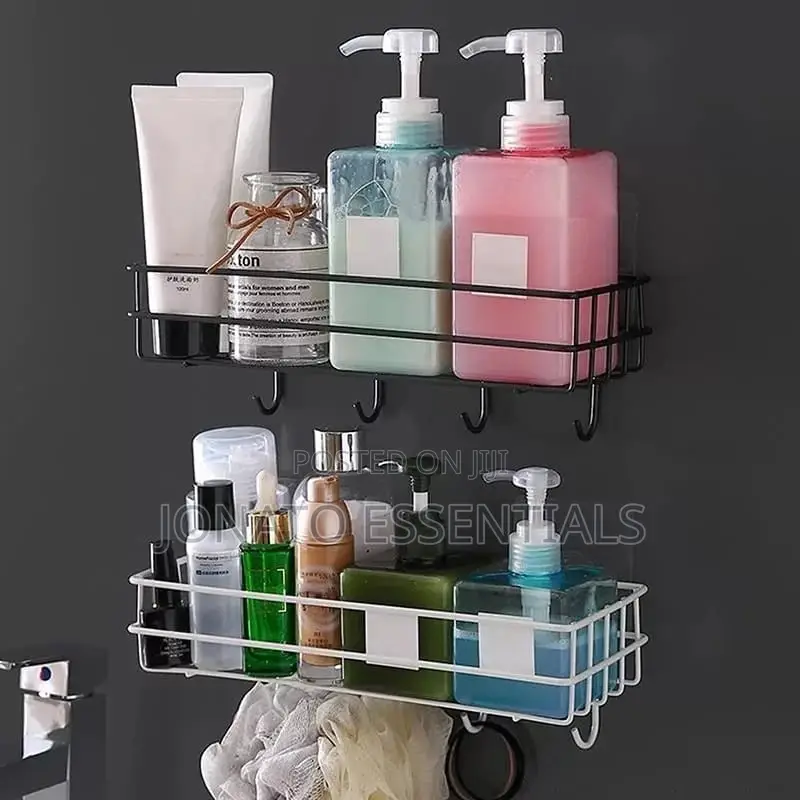 Wall Mounted Bathroom or Kitchen Organizer With Hooks