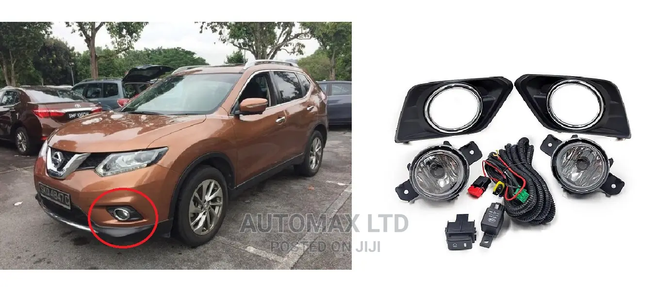 OE Style Front Fog Lamp Set With Chrome: For Nissan Xtrail