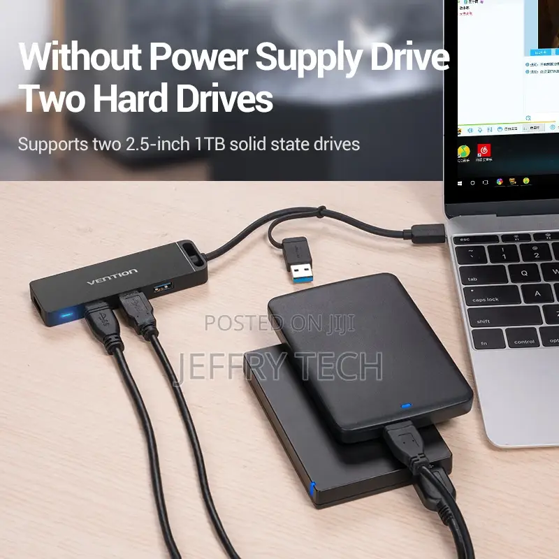 Vention 4-Port Usb 3.0 Hub With Type C Usb 3.0 2-In-1 Inte