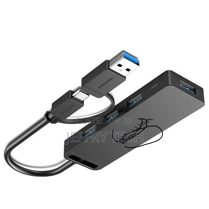 Vention 4-Port Usb 3.0 Hub With Type C Usb 3.0 2-In-1 Inte