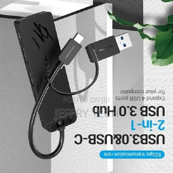 Vention 4-Port Usb 3.0 Hub With Type C Usb 3.0 2-In-1 Inte