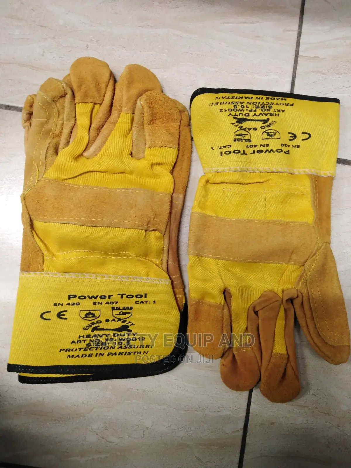 Plain Yellow Cow Split Leather Gloves
