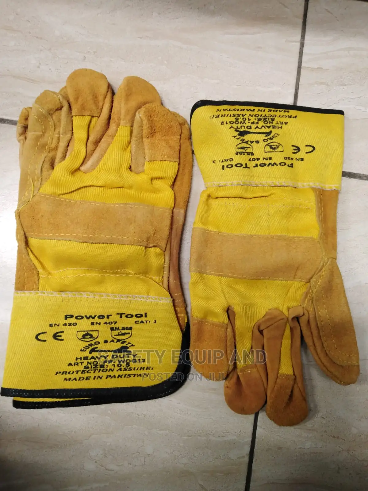 Plain Yellow Cow Split Leather Gloves