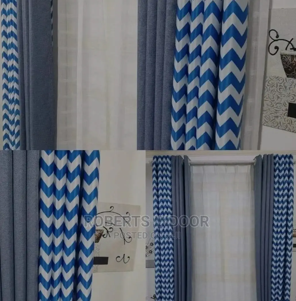 Printed Blue Elegant House Curtain