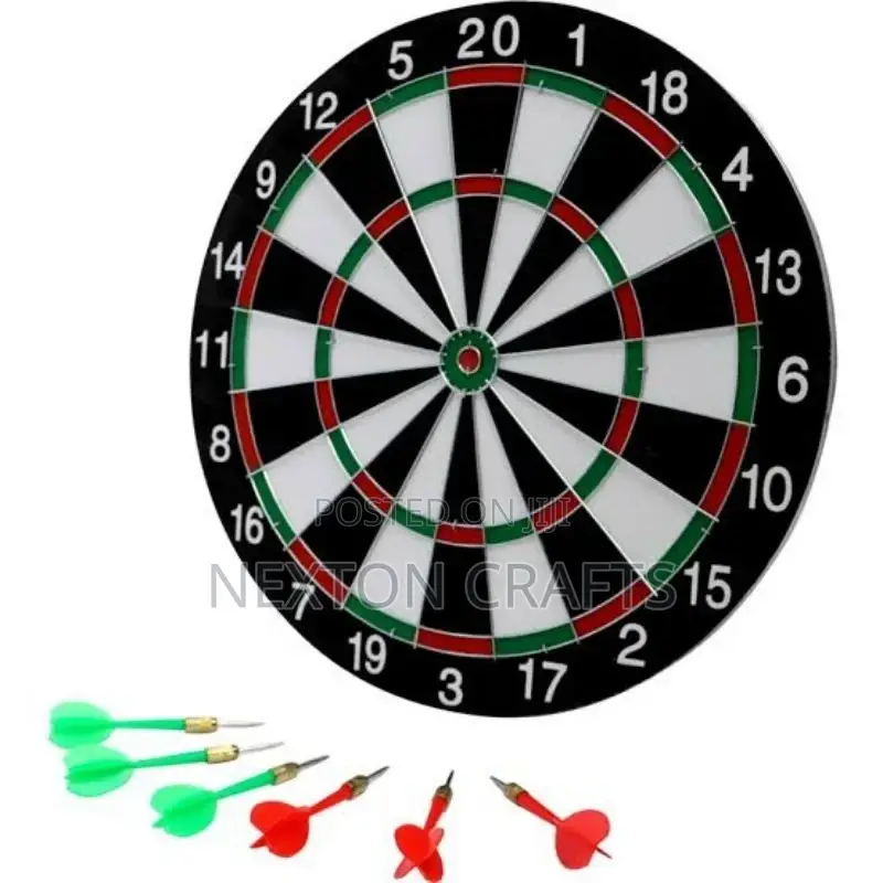 Double Sided Dart Board With 6 Darts 17" Inch Tradition