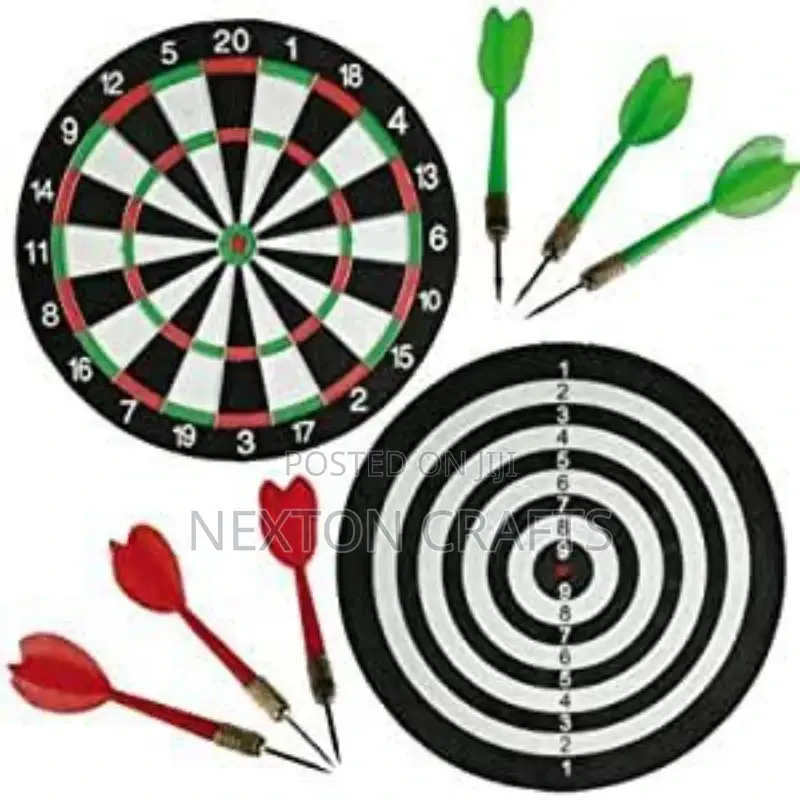 Double Sided Dart Board With 6 Darts 17" Inch Tradition