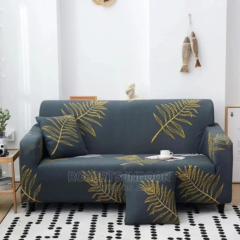 Flowered Grey Elegant Sofa Cover