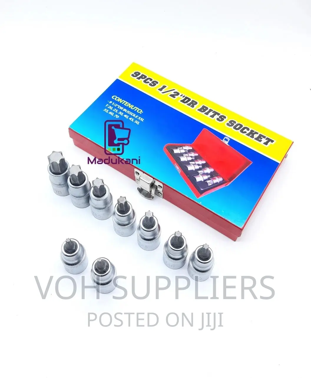 Strong 9PCS Half Inch 1/2′′ Torx Bit Set In Metallic Case