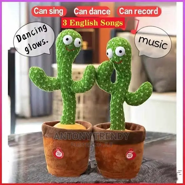 120 English Songs Electronic Light Up Plush Cactus.