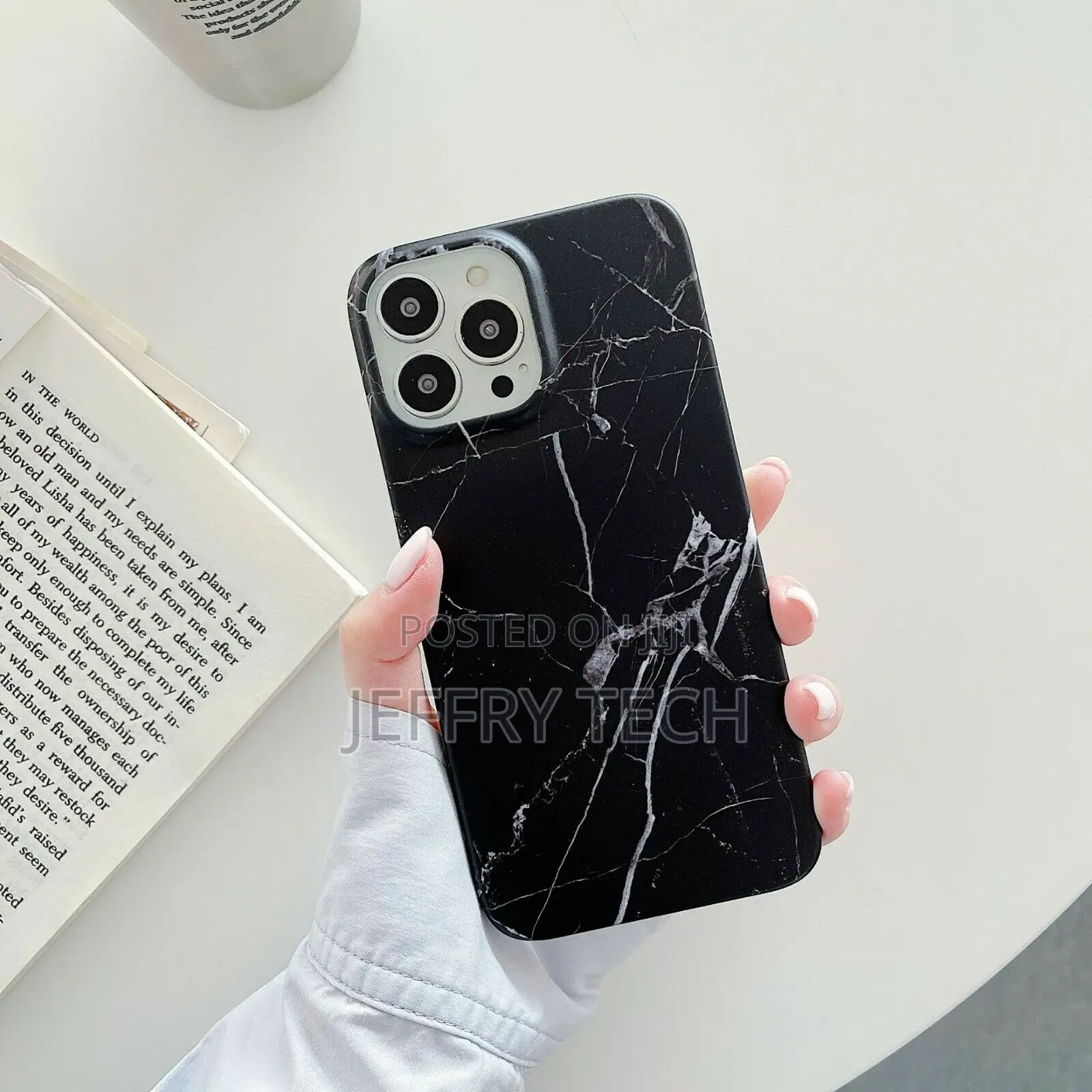 Case for iPhone 13 Pro Max Marble Pattern W Put Up Holder TP