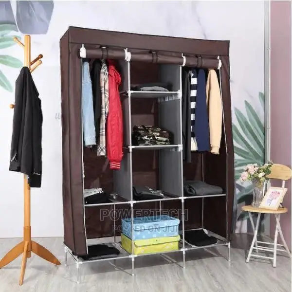3 Column Mettalic Wardrobe -Brown