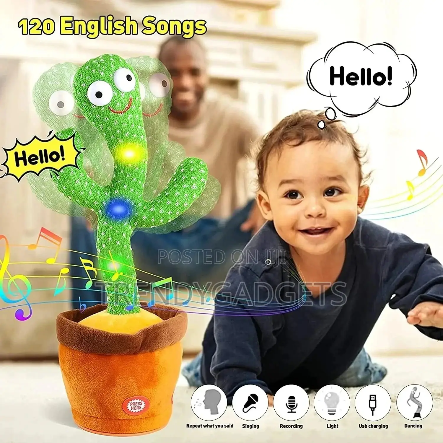 Dancing Cactus Twisting Singing Talking Music Toy