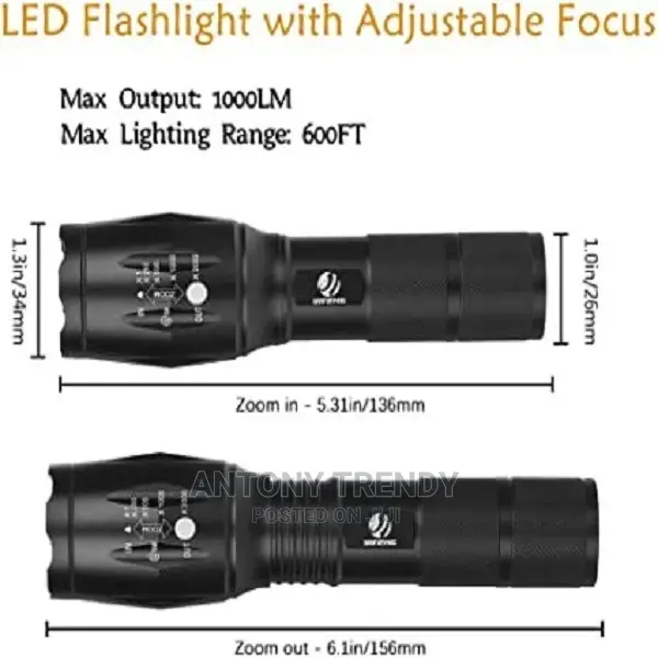 Led Flashlight High Lumens S1000 - XML T6 ,