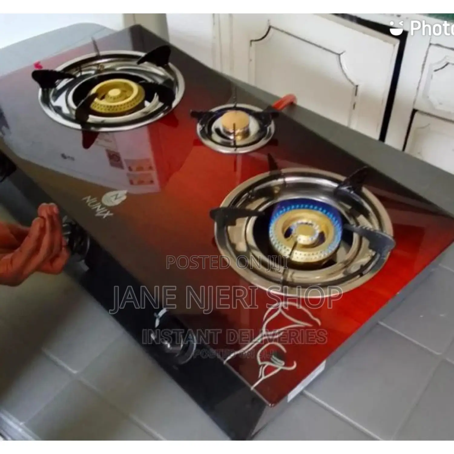 Red Black Glasstop Cooker