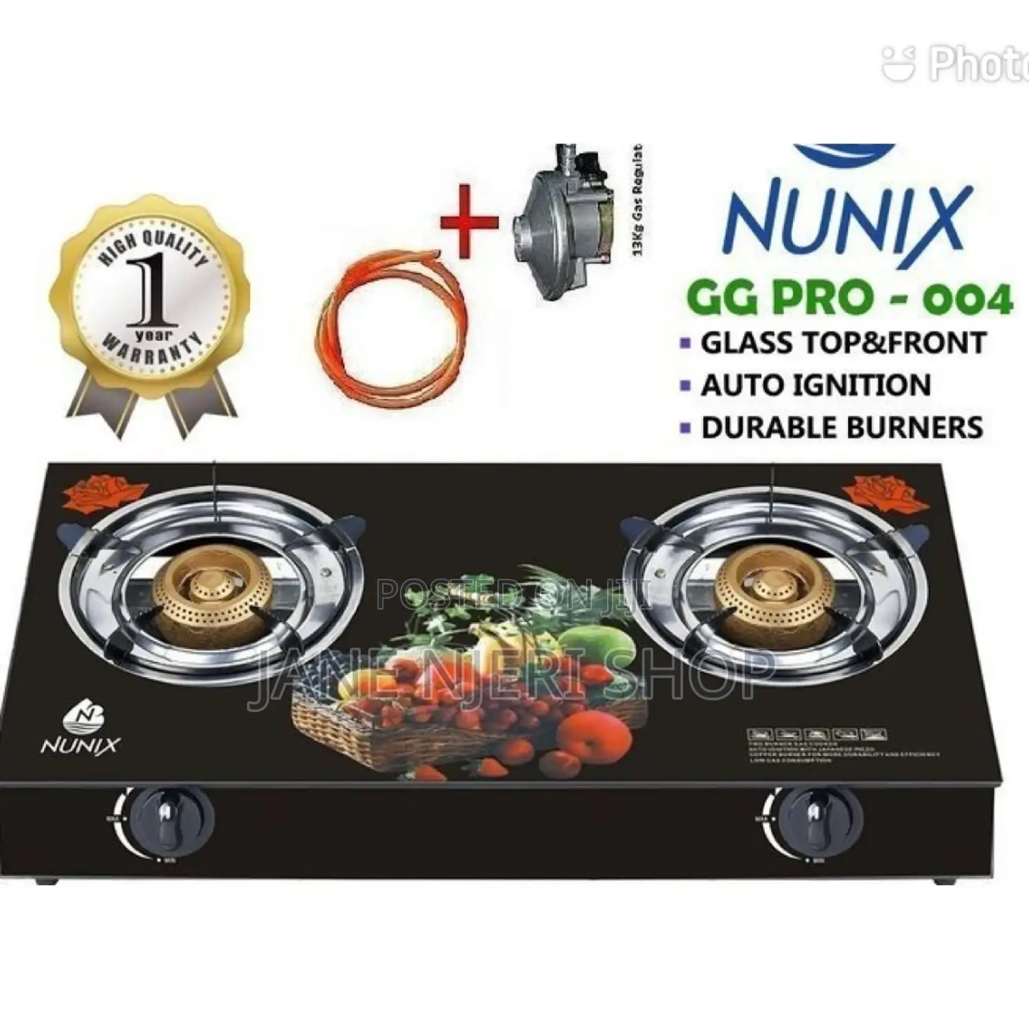 Complete Glasstop Cooker With Pipe and Regulator