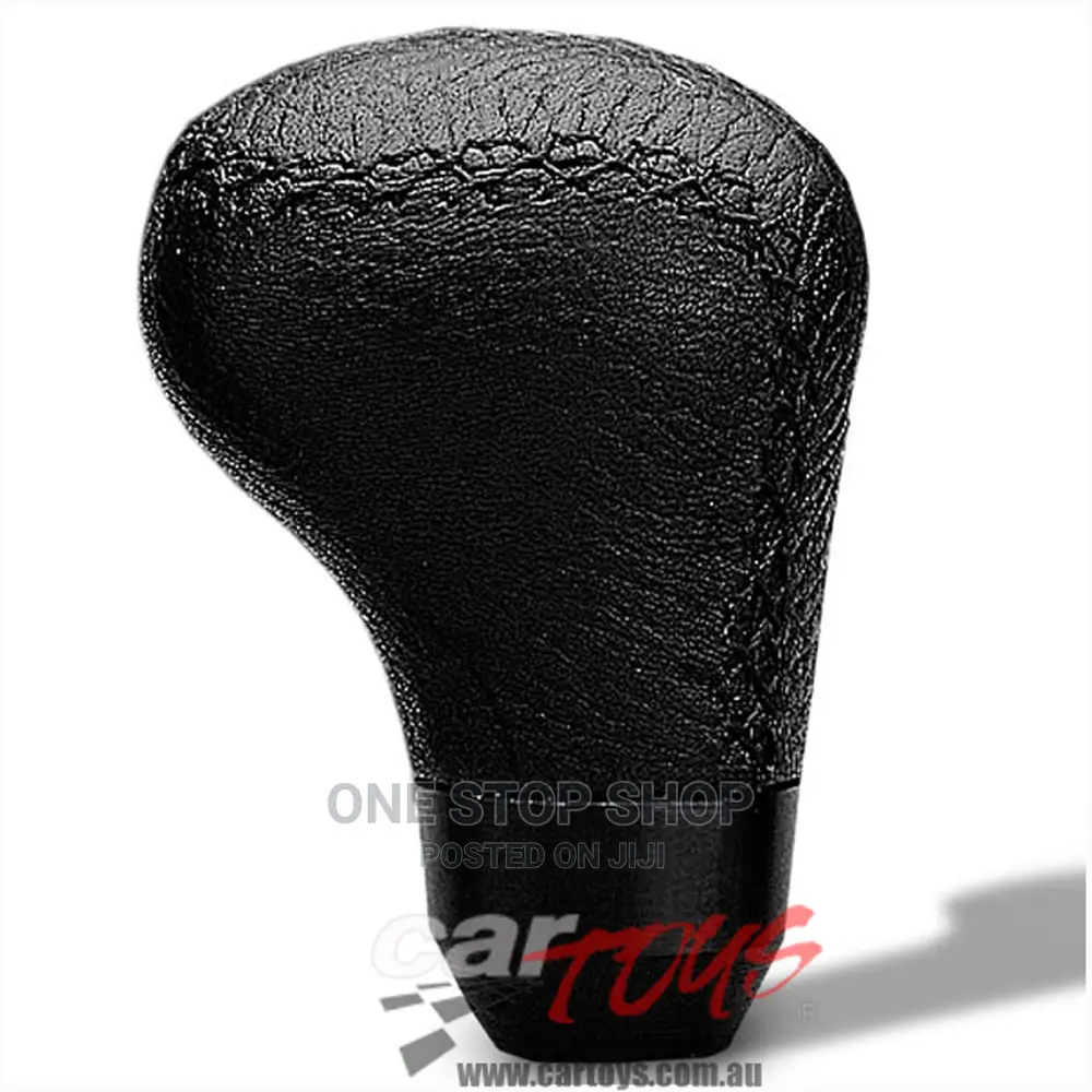 Black Leather Red Stitched Gear Knobs