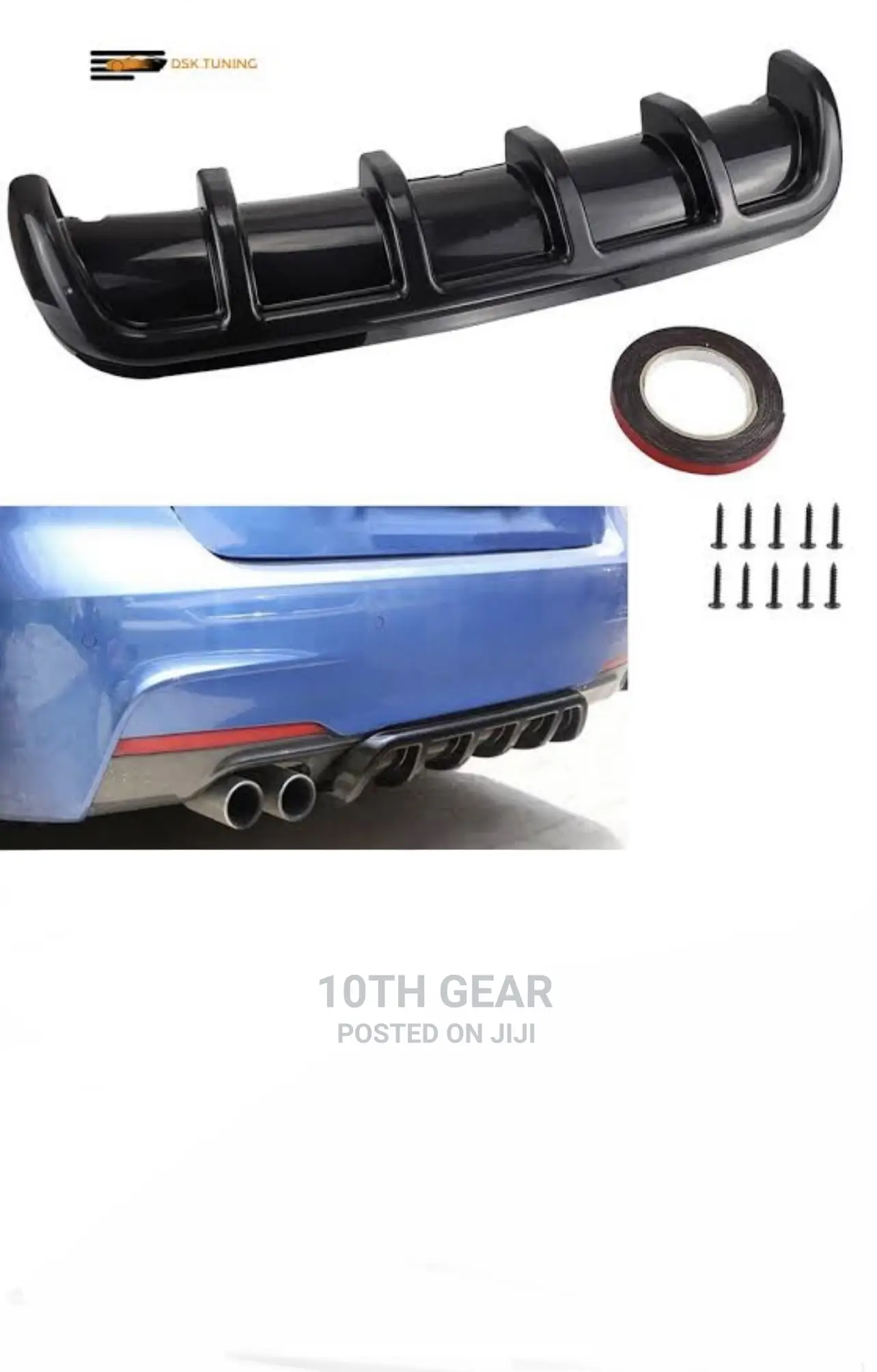 Car Rear Diffuser Universal Spoiler Black
