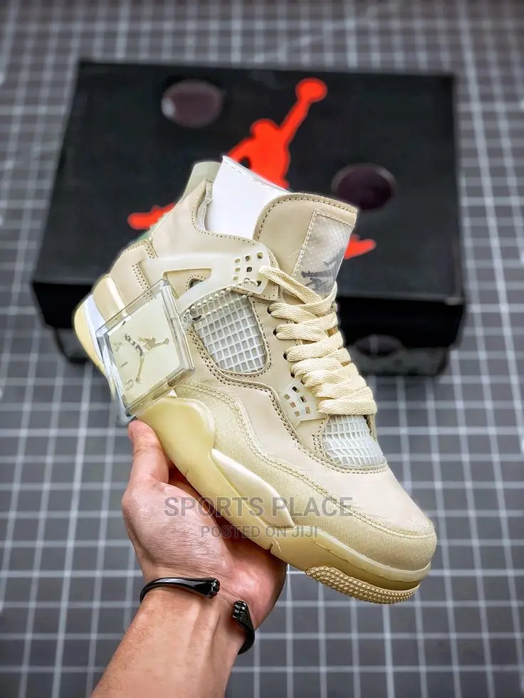 Air Jordans Retro 4 Off-White "Cream/Sail' Sneakers