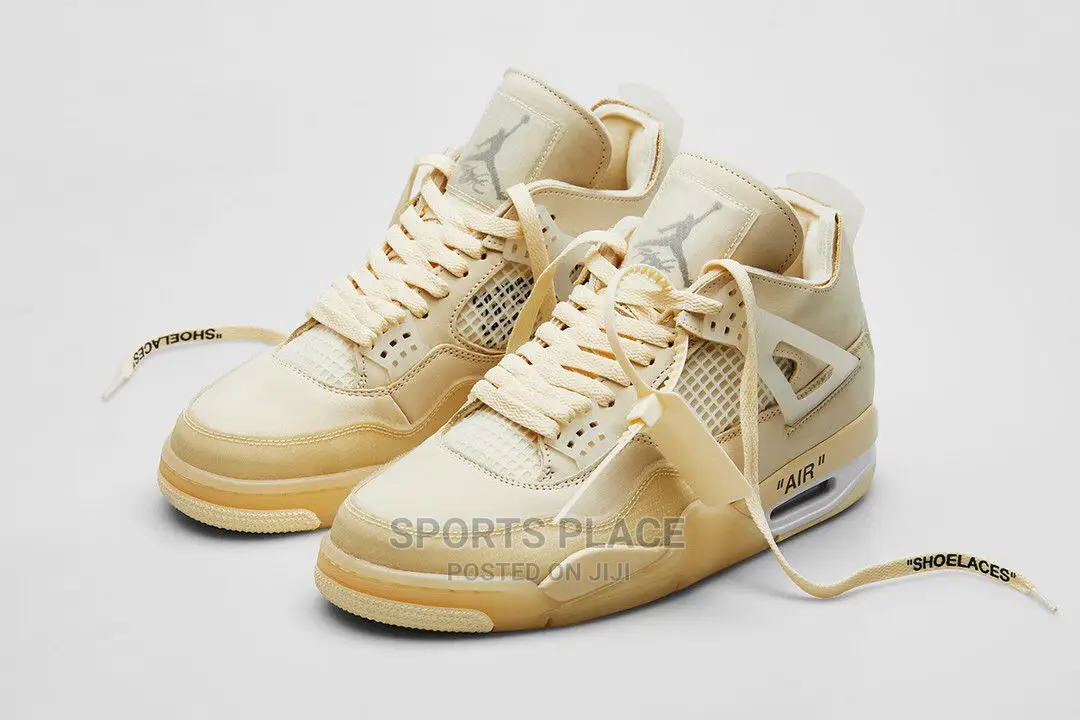 Air Jordans Retro 4 Off-White "Cream/Sail' Sneakers
