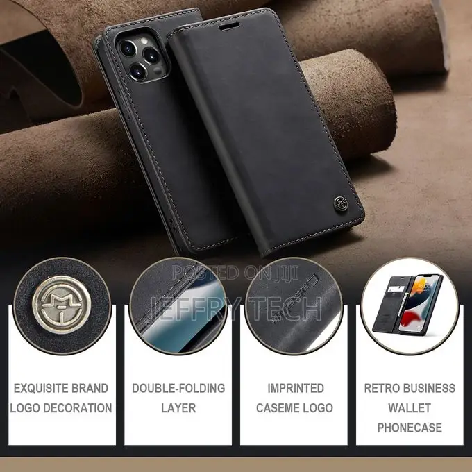 iPhone 13 Pro Max Case, Retro PU Leather TPU Inner Wallet Ca