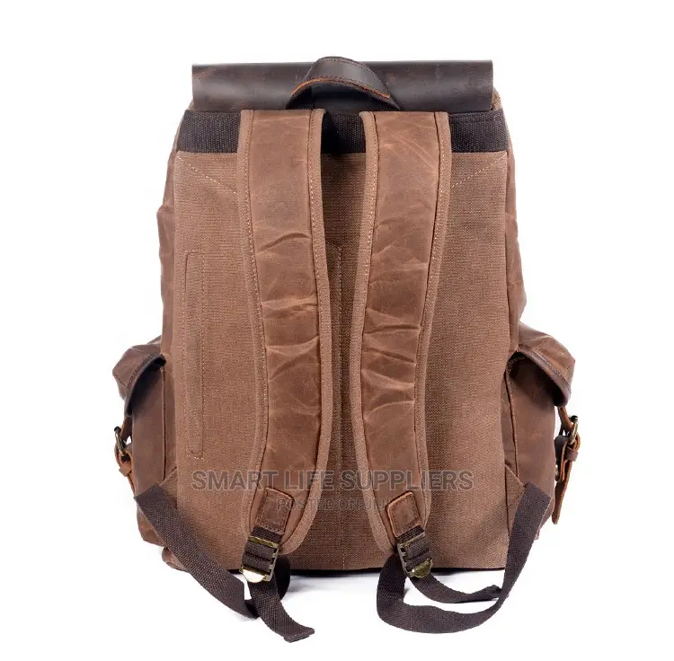 Vintage Waxed Canvas Leather Laptop Backpack Bags
