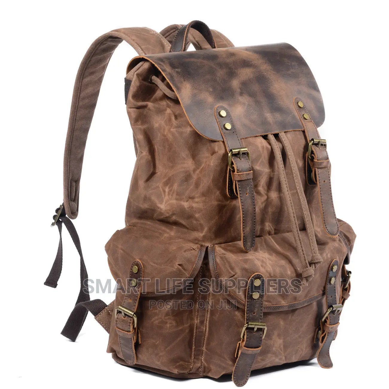 Vintage Waxed Canvas Leather Laptop Backpack Bags
