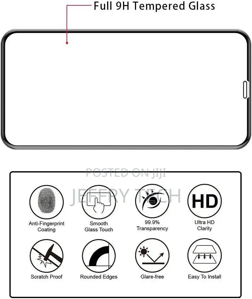 iPhone X Tempered Glass Screen Protector,Black
