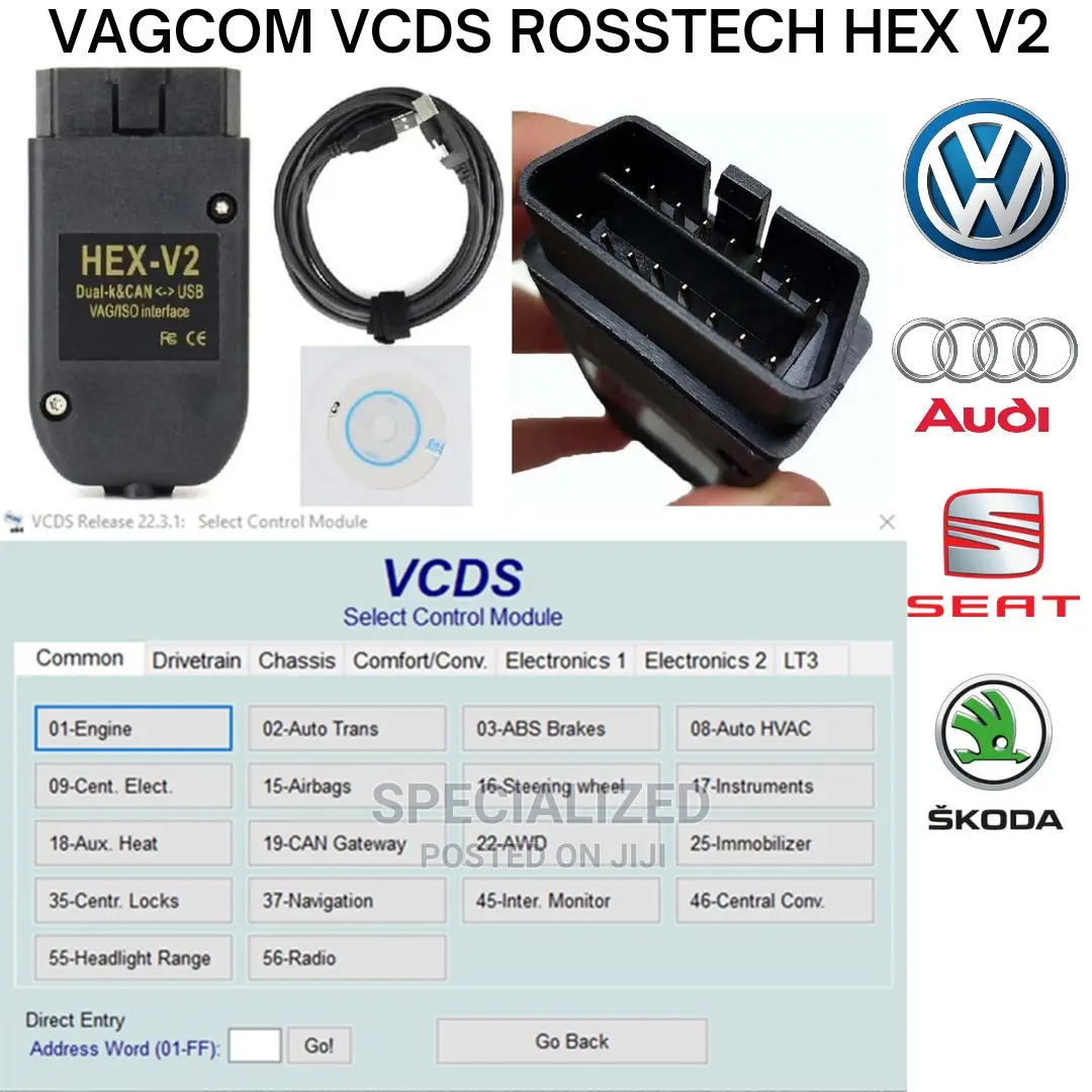 VW Audi Vagcom VCDS Rosstech Hex V2 Diagnosis OBD2 VCI