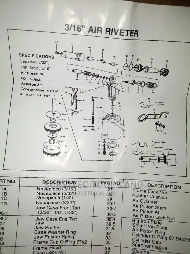 Rivet Gun,3/16" Air Riveter,Pneumatic Gun, Air Hydraulic Riveter.