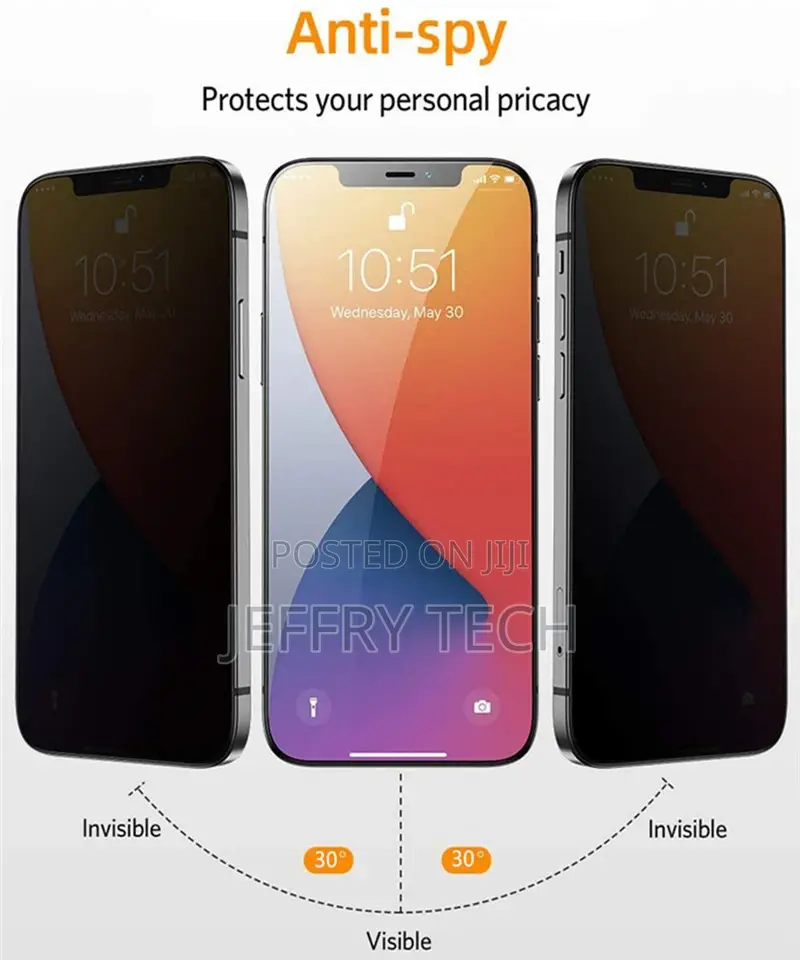 Privacy Tempered Glass for iPhone 13 12 11 Pro XS Max XR Ant