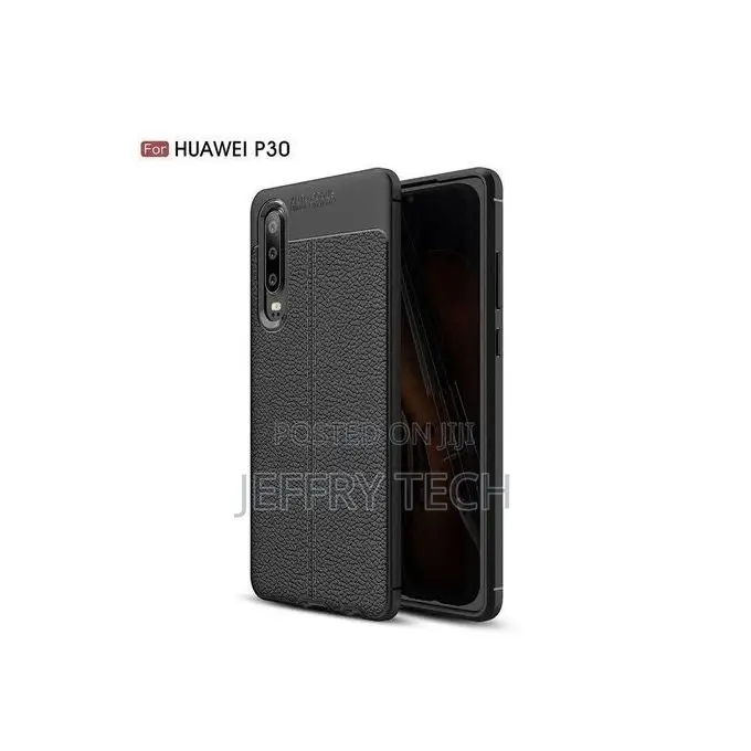 Huawei P30 Soft Silicon Litchi Back Cover-Black