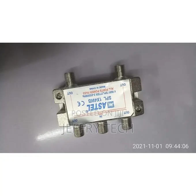 Astel 4 Way Satellite Antenna Cable TV Signal Splitter Distr