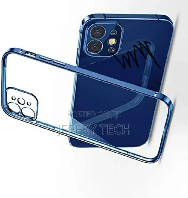 iPhone 12 - Clear Silicone Case With Blue Edge
