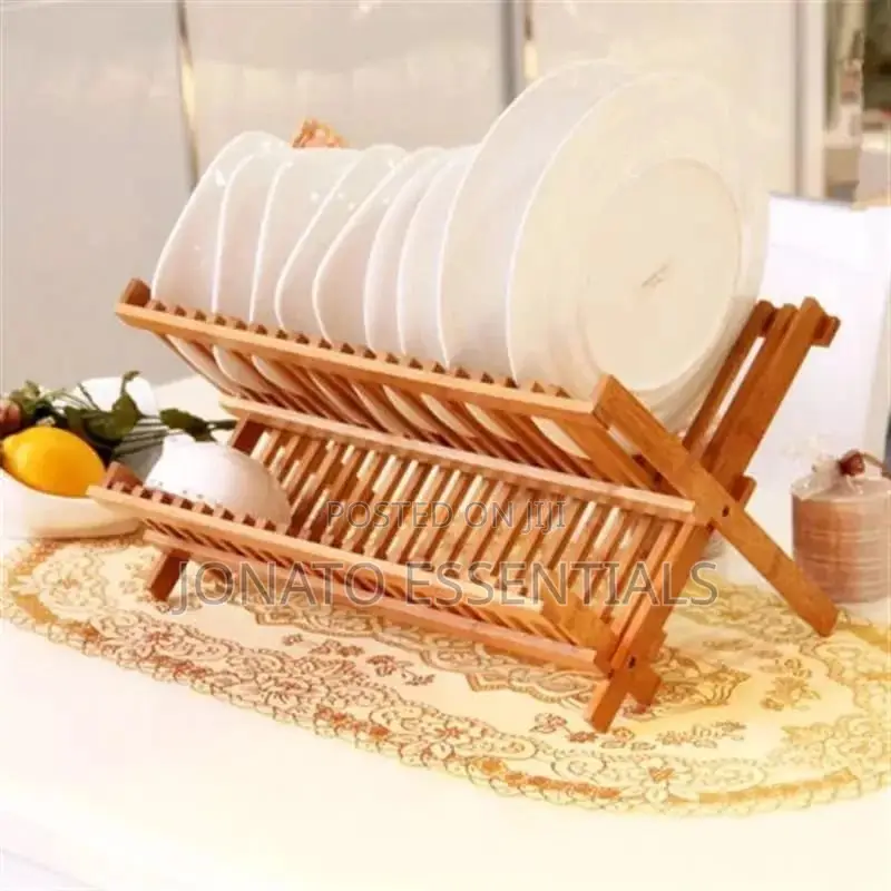 Foldable Wooden Plate Dish Rack, Kitchen Drainer
