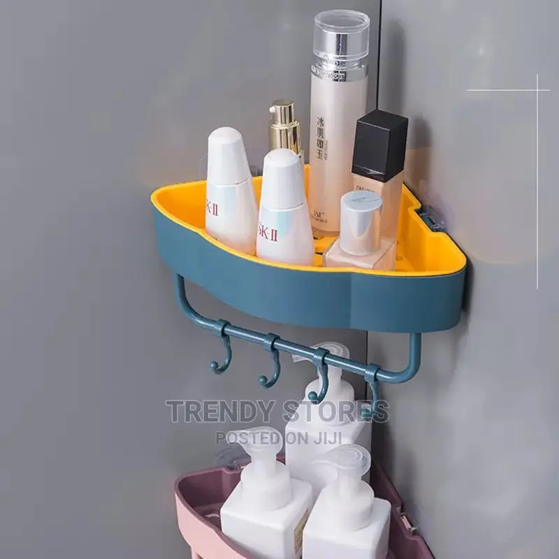 Punch Free Corner Bathroom Shelf With Self Adhesive Tape