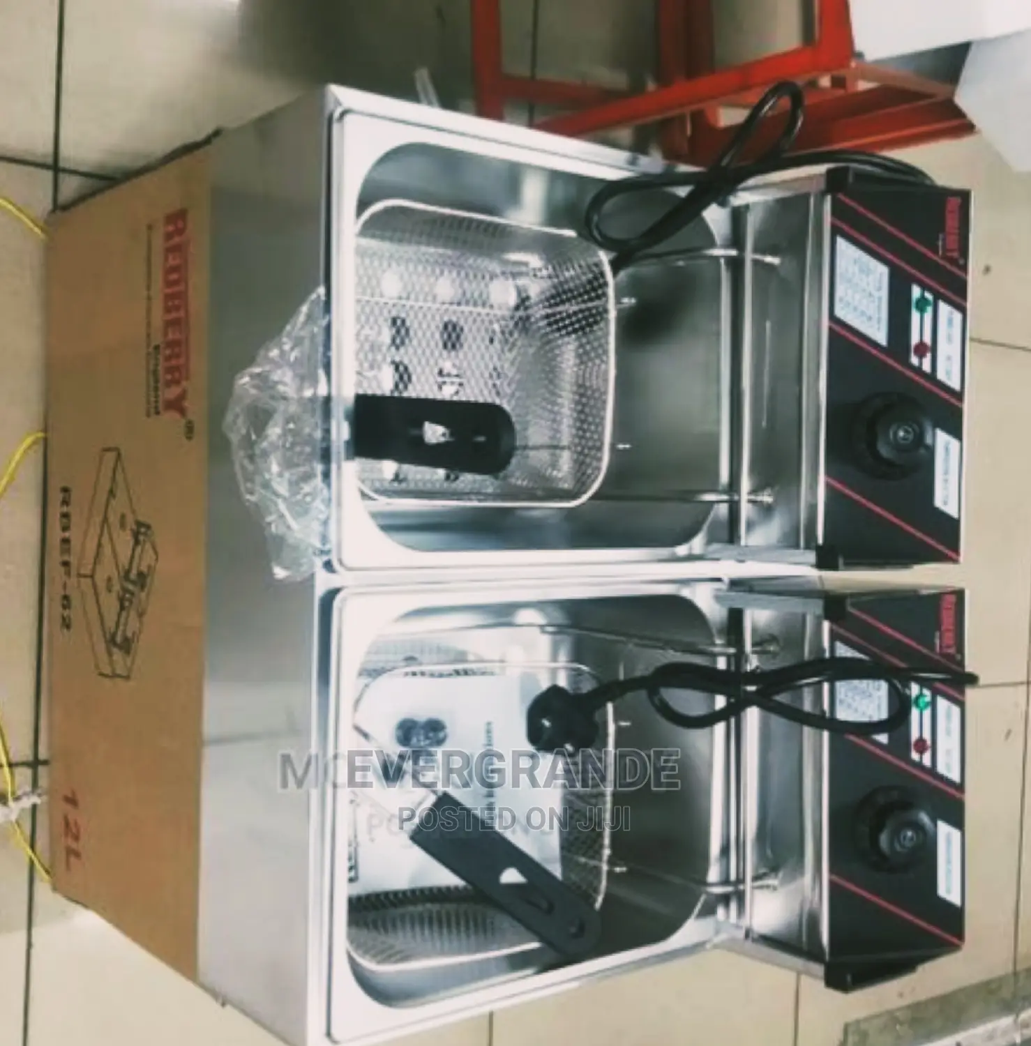 12 Litres Red Berry Double Fryer .