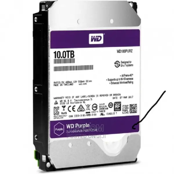 WD Purple Surveillance Hard Drive 10TB 256 MB 7200 Rpm