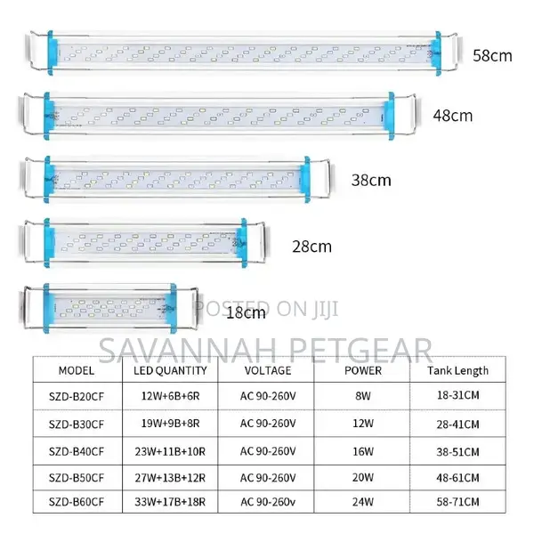 Super Slim Extendable LED Aquarium Light, Clip on Lamp