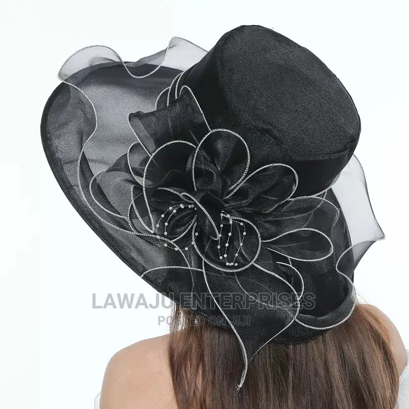 Black Organza Wide Brim Bucket Hat