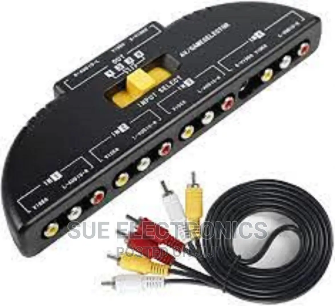 4 Way Audio Video Av Rca Selector Switch Box Splitter 3 Rca