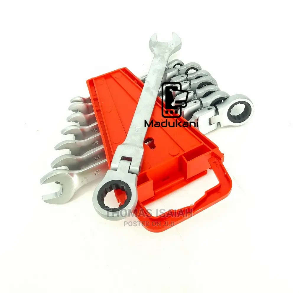 8pcs Swivel Head Ratchet Combination Spanner Set 8-19mm