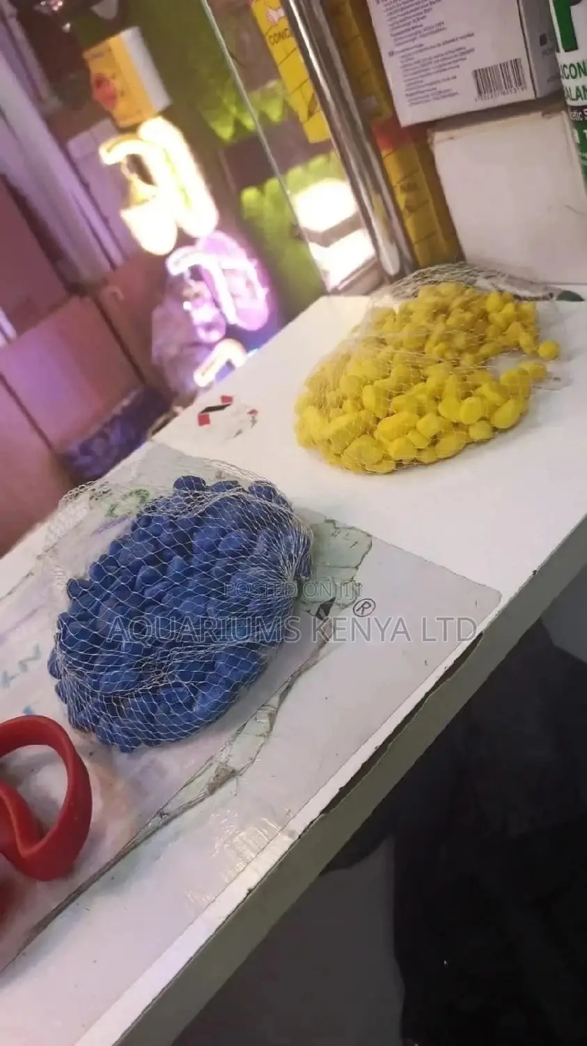 Blue and Yellow Aquarium Pebbles